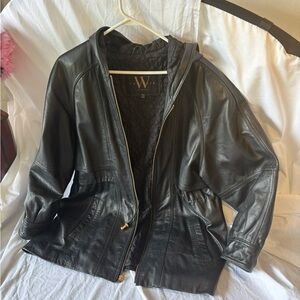 Elegant Black Leather Jacket for Women